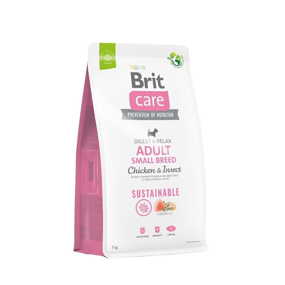 brit-care-sustanaible-adult-s-chicken-insect-7kg Brit Care Sustainable Adult Small Breed sausas pašaras suaugusiems mažų veislių šunims su vištiena ir vabzdžiais, 7 kg - Image 1