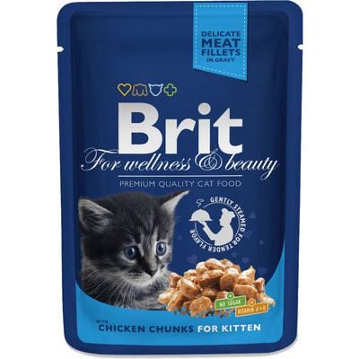 brit-premium-chicken-chunks-kitten-100-g-konservi-kakiem.spm.45754-b1 Brit Premium Cat Pouch Chicken Chunks Kitten konservai kačiukams, 100 g - Image 1