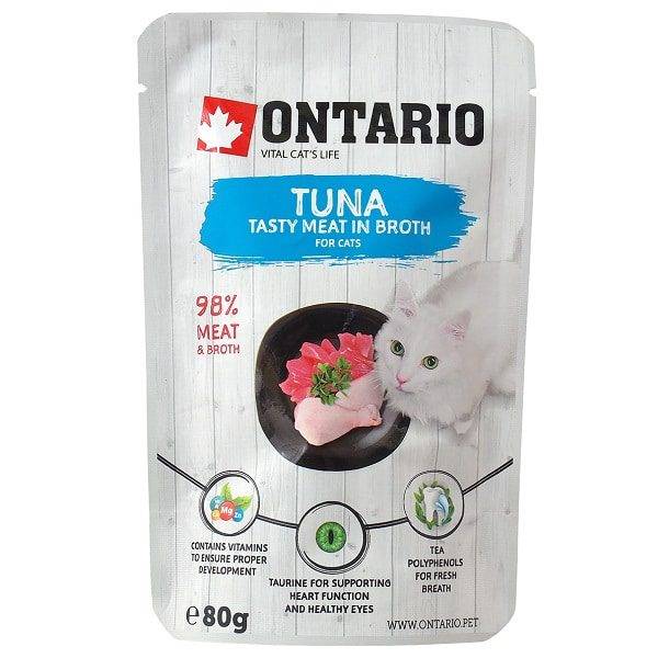 17296 Ontario Pouch Tuna In Broth šlapias maistas katėms su tunu sultinyje, 80 g - Image 1