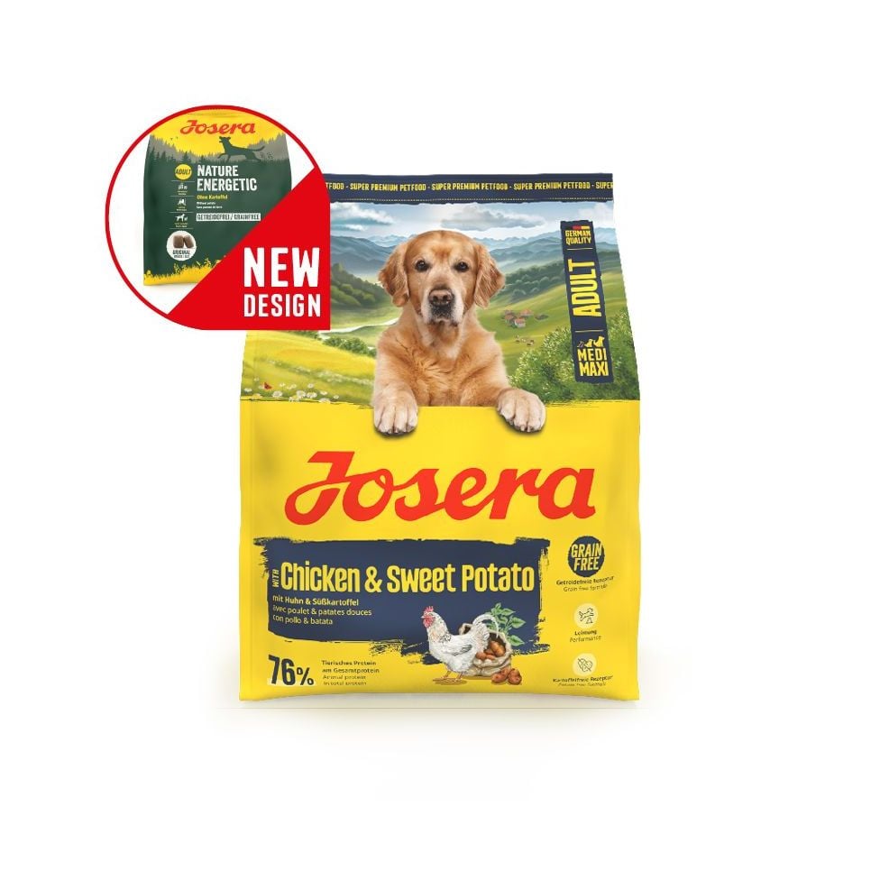 MediMaxi_Adult_withChickenSweetPotato Josera Chicken & Sweet Potato (Nature Energetic) begrūdis sausas ėdalas aktyviems šunims su paukštiena, 900 g - Image 1
